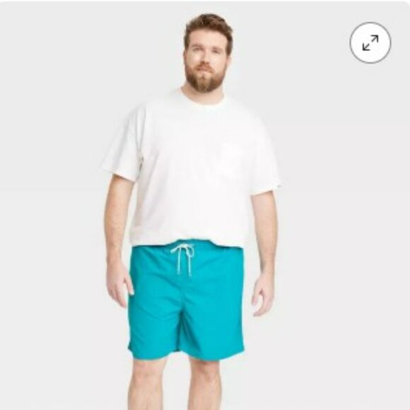 Men's Big & Tall 7" Swim Trunks - Goodfellow & Co™ Aqua Blue 4XL - NWT - Picture 3 of 3